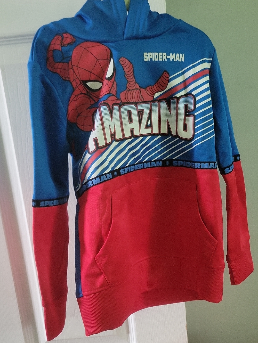 Spiderman Kids' Blue and Red 'Amazing' Pullover Hoodie